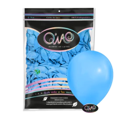 Globo Latex Q'Wao 12" Clásico 100pz Azul Celeste