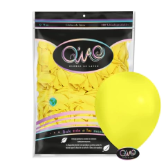 Globo Latex Q'Wao 12" Clásico 100pz Amarillo