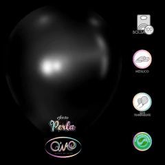 Globo Latex Q'Wao 10" Aperlado 100pz Negro Negro
