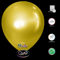 Globo Latex Q'Wao 10" Aperlado 100pz Oro