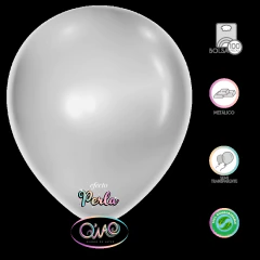 Globo Latex Q'Wao 10" Aperlado 100pz Plata